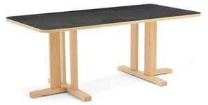 AJ Produkty Stůl KUPOL, 1600x800x600 mm, obdélník, akustické linoleum, bříza/tmavě šedá