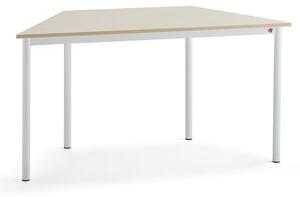 AJ Produkty Stůl BORÅS TRAPETS, 1400x700x720 mm, bílé nohy, HPL deska, bříza