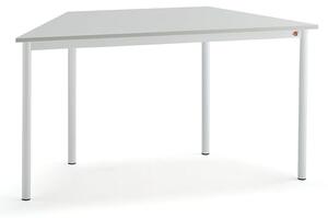 AJ Produkty Stůl BORÅS TRAPETS, 1400x700x720 mm, bílé nohy, HPL deska, šedá