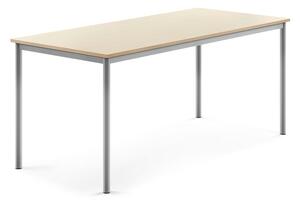 AJ Produkty Stůl BORÅS, 1800x800x760 mm, stříbrné nohy, HPL deska, bříza