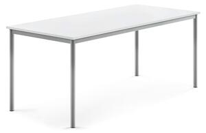 AJ Produkty Stůl BORÅS, 1800x800x720 mm, stříbrné nohy, HPL deska, bílá