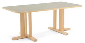 AJ Produkty Stůl KUPOL, 1600x800x600 mm, obdélník, akustické linoleum, bříza/šedá