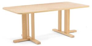AJ Produkty Stůl KUPOL, 1600x800x600 mm, obdélník, akustické linoleum, bříza/béžová