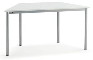 AJ Produkty Stůl BORÅS TRAPETS, 1400x700x720 mm, stříbrné nohy, HPL deska, bílá