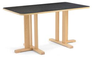 AJ Produkty Stůl KUPOL, 1400x800x720 mm, obdélník, akustické linoleum, bříza/tmavě šedá