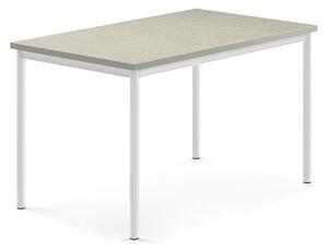 AJ Produkty Stůl SONITUS, 1200x800x720 mm, bílé nohy, deska s linoleem, šedá