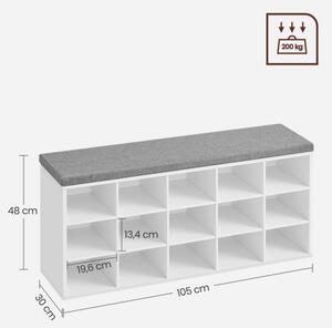 Botník VOREN 105x48x30 cm bílá/šedá