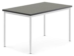 AJ Produkty Stůl SONITUS, 1200x800x720 mm, bílé nohy, deska s linoleem, tmavě šedá