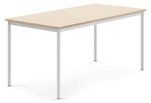 AJ Produkty Stůl SONITUS, 1600x800x720 mm, bílé nohy, HPL deska tlumící hluk, bříza