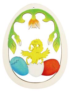 AMADEA Dřevěná dekorace vajíčko kuře, velikost 18 cm, český výrobek