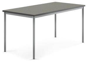 AJ Produkty Stůl SONITUS, 1600x800x760 mm, stříbrné nohy, deska s linoleem, tmavě šedá