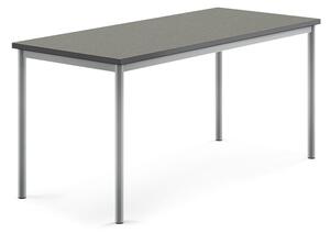 AJ Produkty Stůl SONITUS, 1600x700x720 mm, stříbrné nohy, deska s linoleem, tmavě šedá