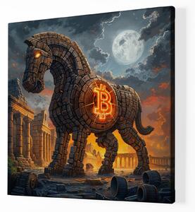 Obraz na plátně - Bitcoin, Trojský kůň, Ancient Bank FeelHappy.cz Velikost obrazu: 40 x 40 cm
