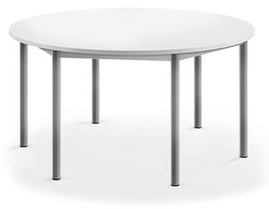 AJ Produkty Stůl BORÅS, Ø1200x600 mm, stříbrné nohy, HPL deska, bílá