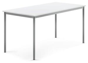 AJ Produkty Stůl BORÅS, 1600x800x760 mm, stříbrné nohy, HPL deska, bílá