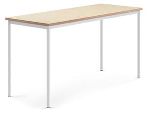 AJ Produkty Stůl SONITUS, 1800x700x900 mm, bílé nohy, deska s linoleem, béžová