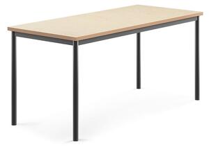 AJ Produkty Stůl SONITUS, 1600x700x720 mm, antracitově šedé nohy, deska s linoleem, béžová