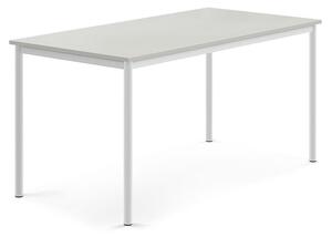 AJ Produkty Stůl SONITUS, 1600x800x760 mm, bílé nohy, HPL deska tlumící hluk, šedá