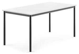 AJ Produkty Stůl SONITUS, 1600x800x720 mm, antracitově šedé nohy, HPL deska tlumící hluk, bílá