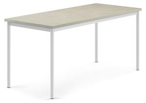 AJ Produkty Stůl SONITUS, 1600x700x720 mm, bílé nohy, deska s linoleem, šedá