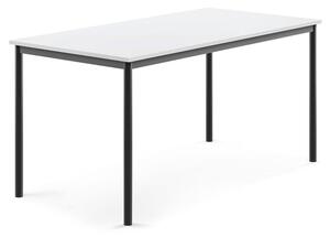 AJ Produkty Stůl SONITUS, 1600x800x760 mm, antracitově šedé nohy, HPL deska tlumící hluk, bílá