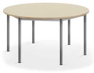 AJ Produkty Stůl BORÅS, Ø1200x600 mm, stříbrné nohy, HPL deska, bříza