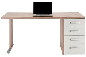 PSACÍ STŮL, bílá, vysoce lesklá bílá, fošnový dub, 160/72,8/80 cm Premium Living - Kancelářské stoly