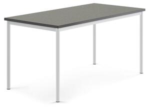 AJ Produkty Stůl SONITUS, 1600x800x760 mm, bílé nohy, deska s linoleem, tmavě šedá