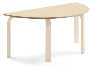 AJ Produkty Stůl ELTON, půlkruh, 1200x600x530 mm, bříza, akustické linoleum, béžová