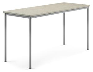 AJ Produkty Stůl SONITUS, 1800x700x900 mm, stříbrné nohy, deska s linoleem, šedá