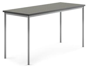 AJ Produkty Stůl SONITUS, 1800x700x900 mm, stříbrné nohy, deska s linoleem, tmavě šedá