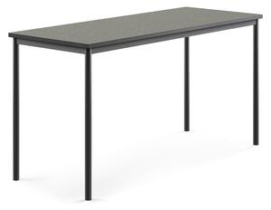 AJ Produkty Stůl SONITUS, 1800x700x900 mm, antracitově šedé nohy, deska s linoleem, tmavě šedá