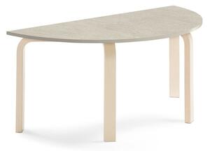 AJ Produkty Stůl ELTON, půlkruh, 1200x600x530 mm, bříza, akustické linoleum, šedá