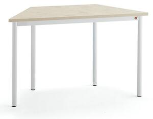 AJ Produkty Stůl SONITUS TRAPETS, 1200x600x720 mm, bílé nohy, deska s linoleem, béžová