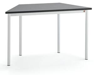 AJ Produkty Stůl SONITUS TRAPETS, 1200x600x720 mm, bílé nohy, deska s linoleem, tmavě šedá