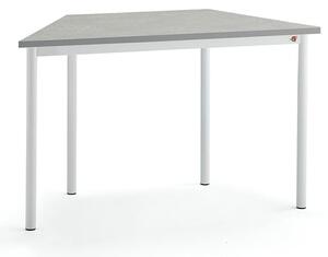AJ Produkty Stůl SONITUS TRAPETS, 1200x600x720 mm, bílé nohy, deska s linoleem, šedá