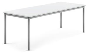 AJ Produkty Stůl BORÅS, 1800x700x600 mm, stříbrné nohy, HPL deska, bílá