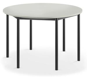 AJ Produkty Stůl BORÅS, Ø1200x720 mm, antracitově šedé nohy, HPL deska, šedá