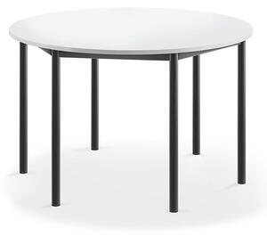 AJ Produkty Stůl BORÅS, Ø1200x720 mm, antracitově šedé nohy, HPL deska, bílá