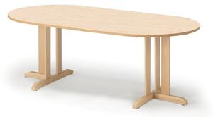 AJ Produkty Stůl KUPOL, 2000x1000x720 mm, oválný, akustické linoleum, bříza/béžová