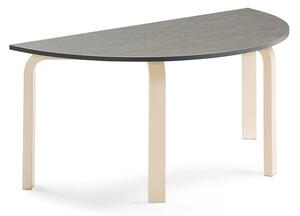 AJ Produkty Stůl ELTON, půlkruh, 1200x600x530 mm, bříza, akustické linoleum, tmavě šedá
