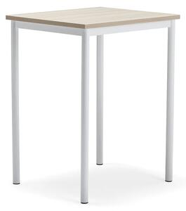 AJ Produkty Stůl BORÅS PLUS, 700x600x900 mm, bílé nohy, HPL deska, jasan