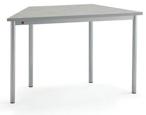AJ Produkty Stůl SONITUS TRAPETS, 1200x600x720 mm, stříbrné nohy, deska s linoleem, šedá
