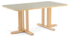 AJ Produkty Stůl KUPOL, 1400x800x600 mm, obdélník, akustické linoleum, bříza/šedá