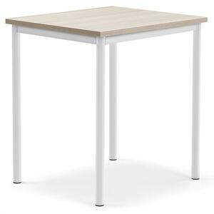 AJ Produkty Stůl BORÅS PLUS, 700x600x760 mm, bílé nohy, HPL deska, jasan