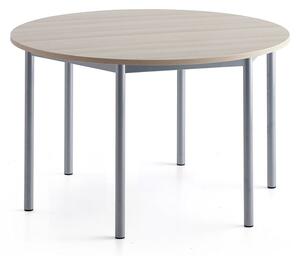 AJ Produkty Stůl BORÅS PLUS, Ø1200x720 mm, stříbrné nohy, HPL deska, jasan