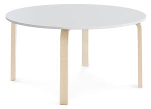 AJ Produkty Stůl ELTON, Ø 1200x590 mm, bříza, akustická HPL deska, bílá