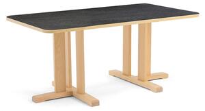 AJ Produkty Stůl KUPOL, 1400x800x600 mm, obdélník, akustické linoleum, bříza/tmavě šedá