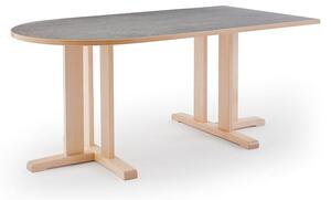 AJ Produkty Stůl KUPOL, 1800x800x720 mm, půlovál, akustické linoleum, bříza/šedá