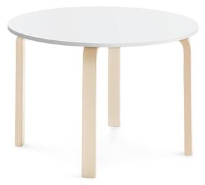 AJ Produkty Stůl ELTON, Ø 900x590 mm, bříza, akustická HPL deska, bílá